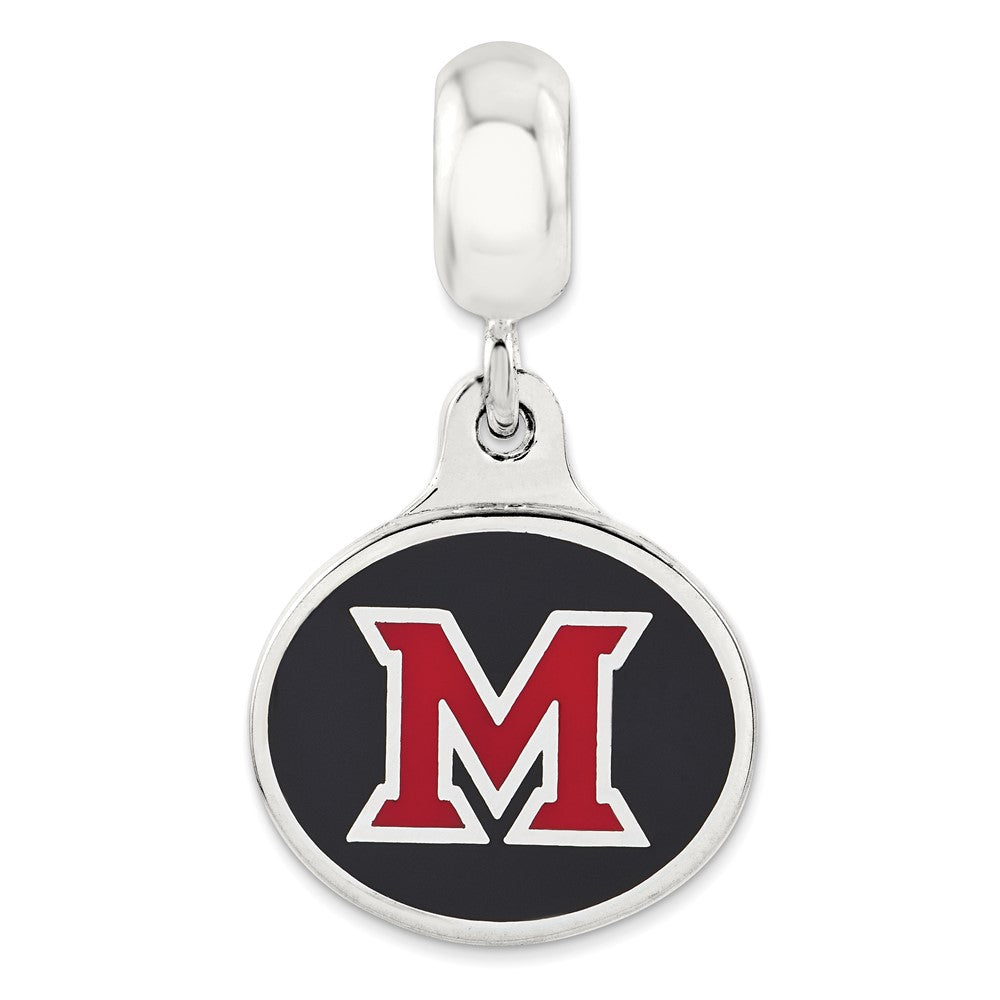 Sterling Silver Miami of Ohio University Collegiate Enameled Dangle Bead