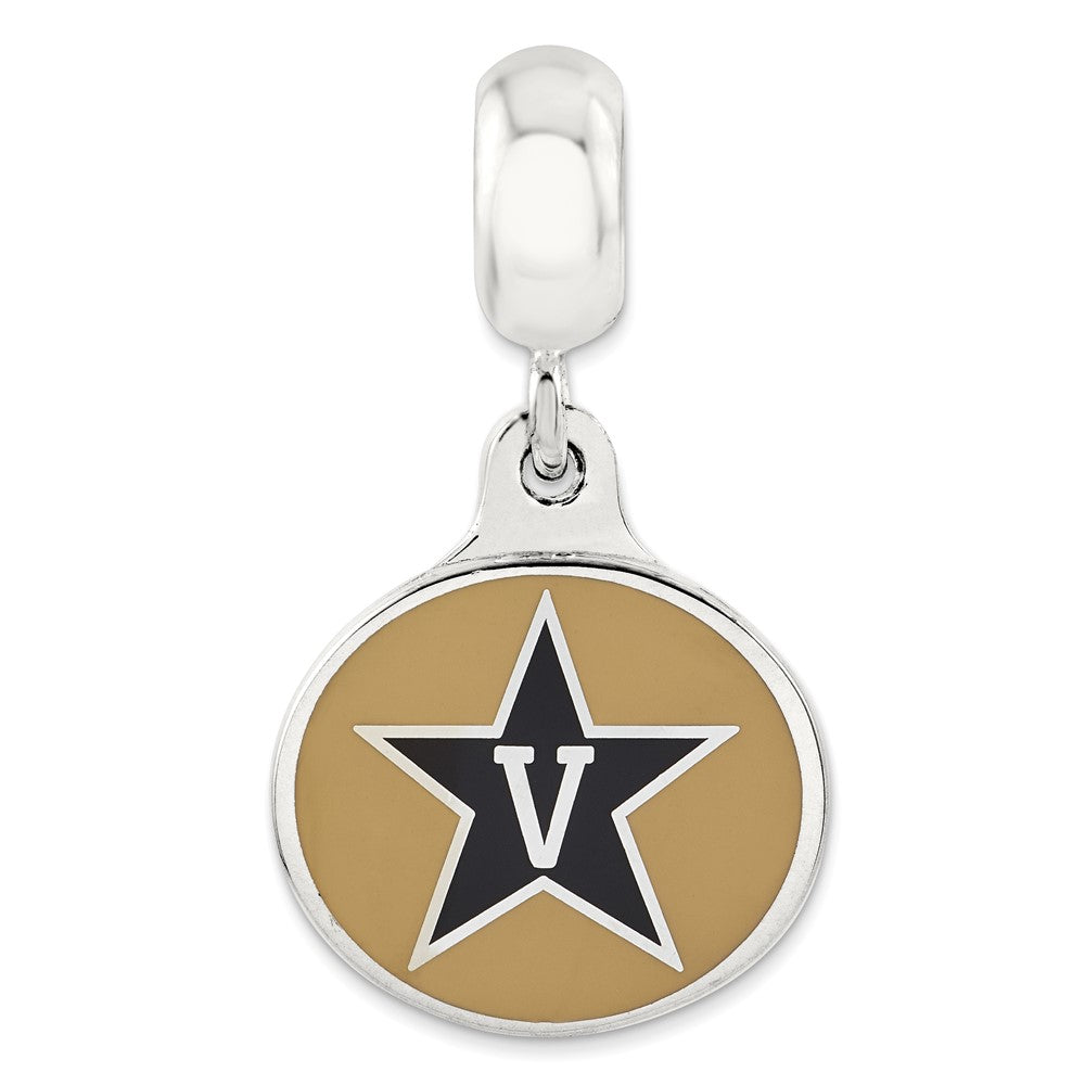 Sterling Silver Vanderbilt University Collegiate Enameled Dangle Bead