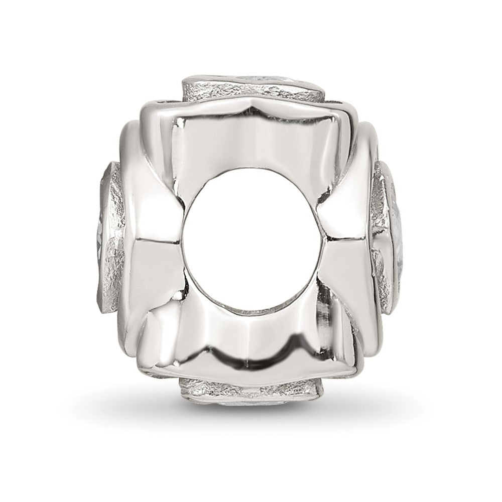 Sterling Silver Reflections Clear CZ Heart Bead