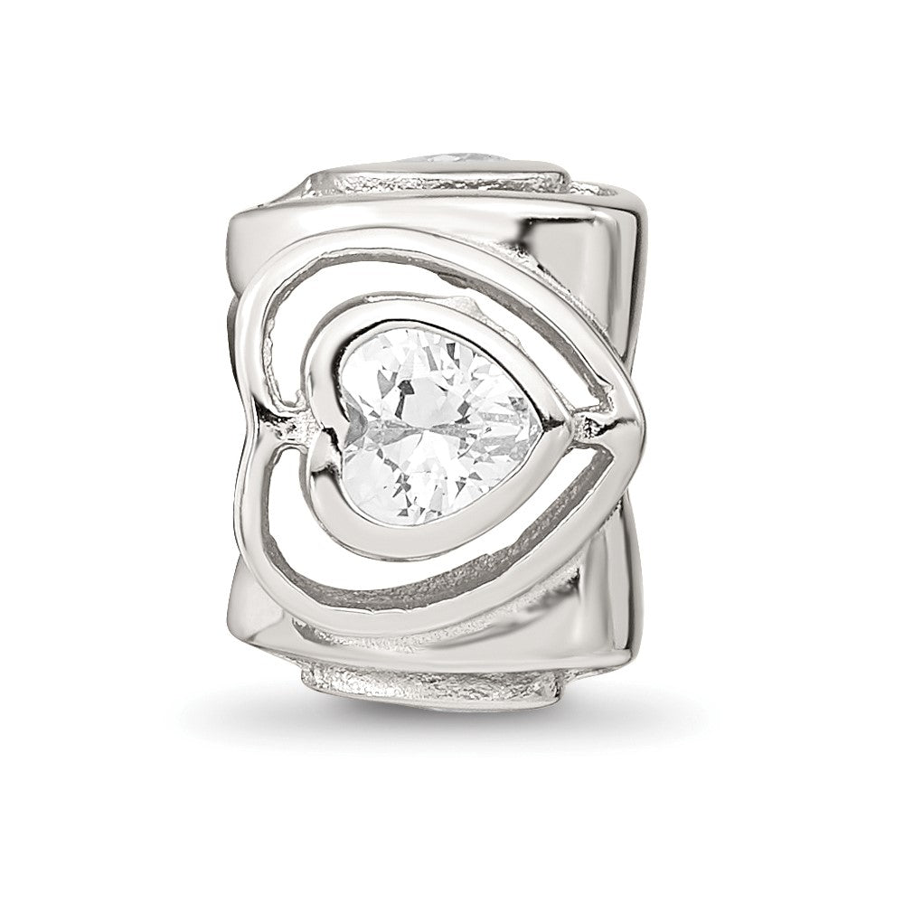 Sterling Silver Reflections Clear CZ Heart Bead