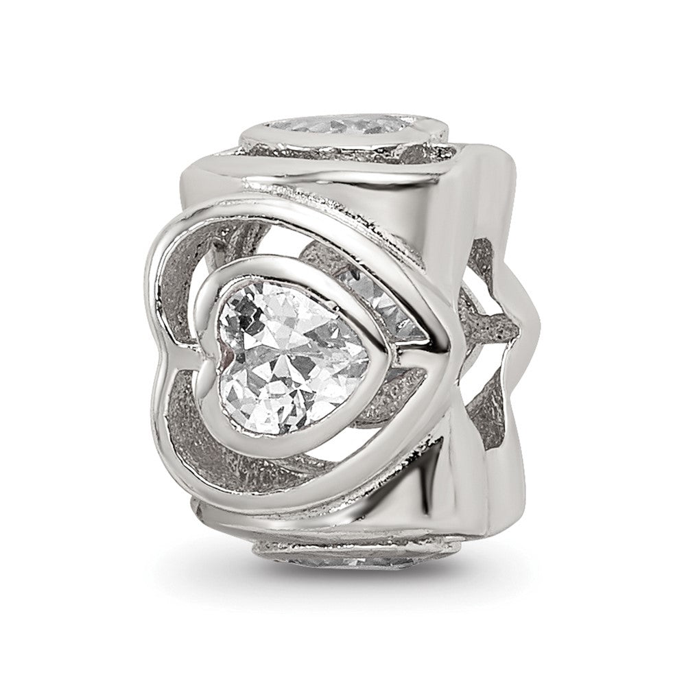 Sterling Silver Reflections Clear CZ Heart Bead