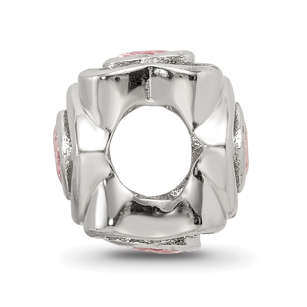 Sterling Silver Reflections Pink CZ Heart Bead