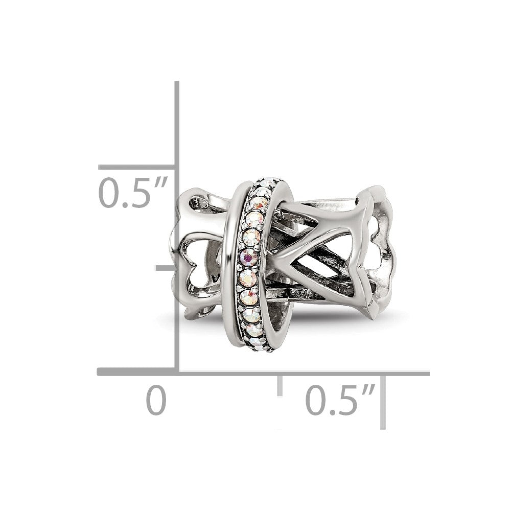 Sterling Silver Reflections with Crystals Heart Spinner Bea