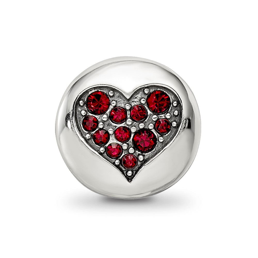 Sterling Silver Reflections Jan Red Crystal Faith Heart Bead