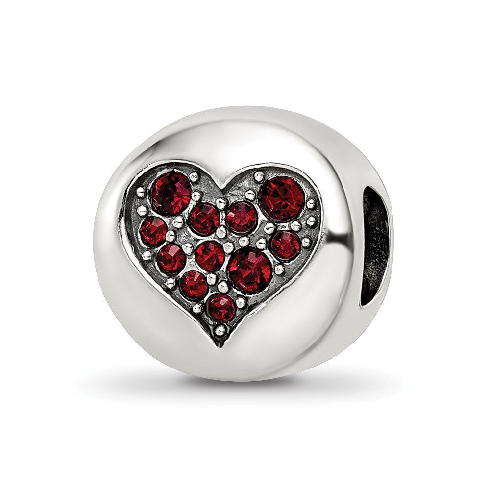 Sterling Silver Reflections Jan Red Crystal Faith Heart Bead