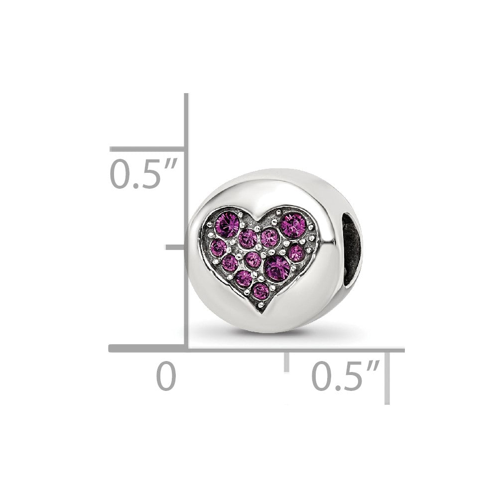 Sterling Silver Reflections Feb Purple Crystal Peace Heart Bead