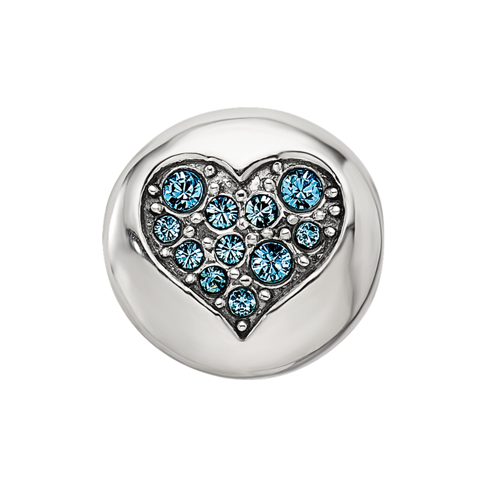 Sterling Silver Reflections Mar Blue Crystal Courage Heart Bead