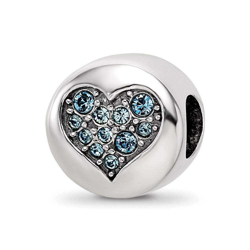Sterling Silver Reflections Mar Blue Crystal Courage Heart Bead