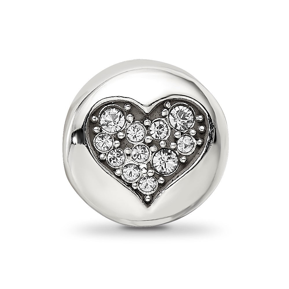 Sterling Silver Reflections April Clear Crystal Love Heart Bead