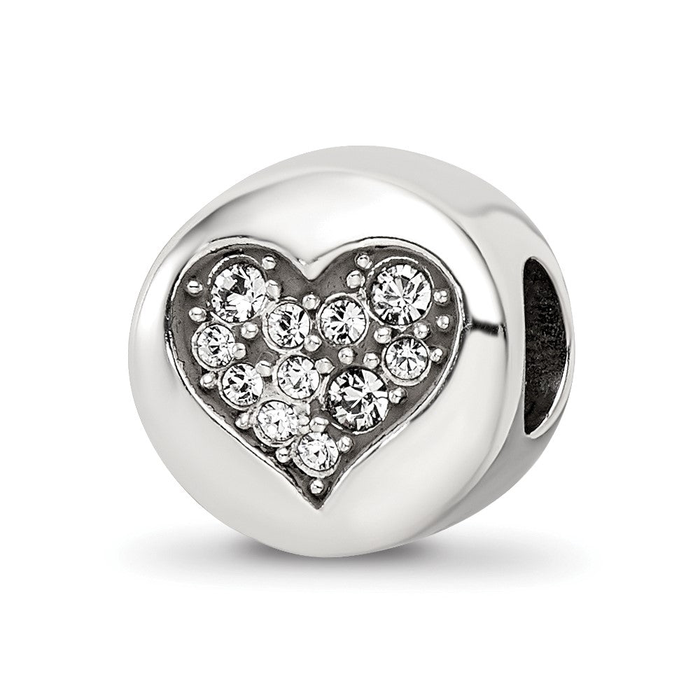 Sterling Silver Reflections April Clear Crystal Love Heart Bead