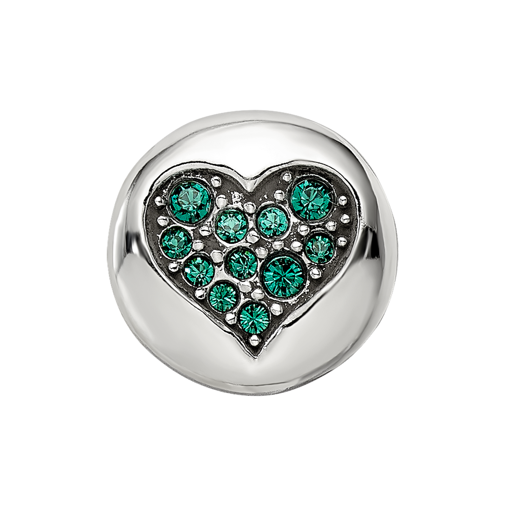 Sterling Silver Reflections May Green Crystal Success Heart Bead