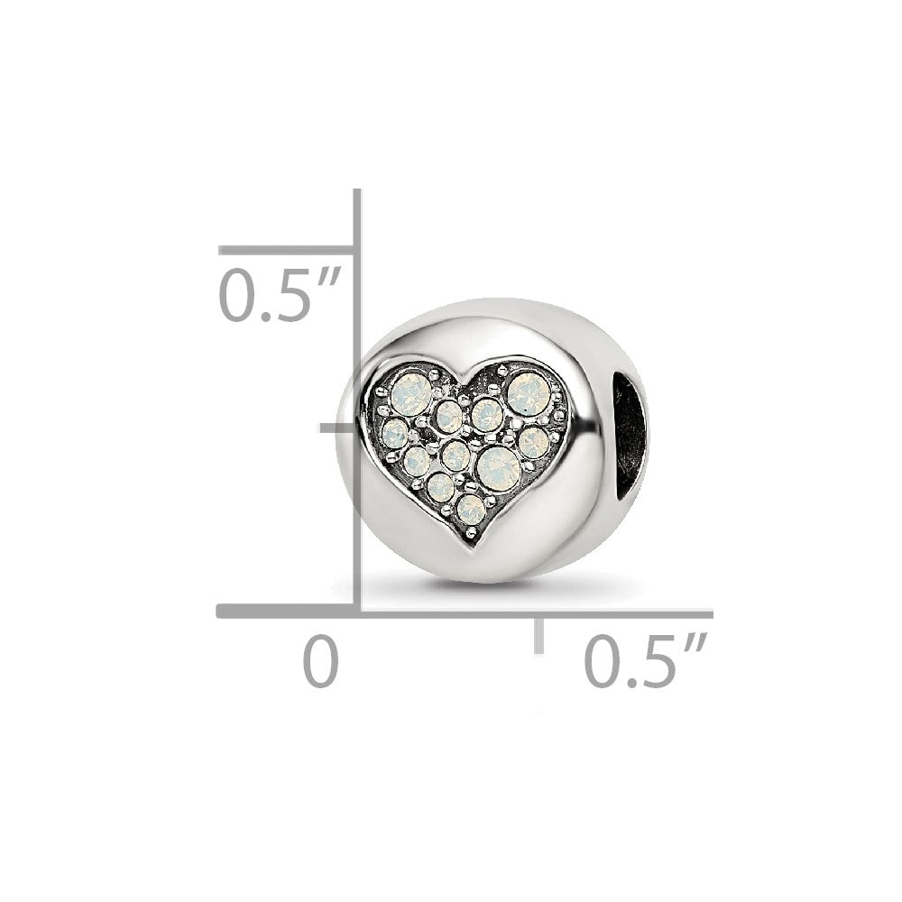 Sterling Silver Reflections June Crystal Clarity Heart Bead