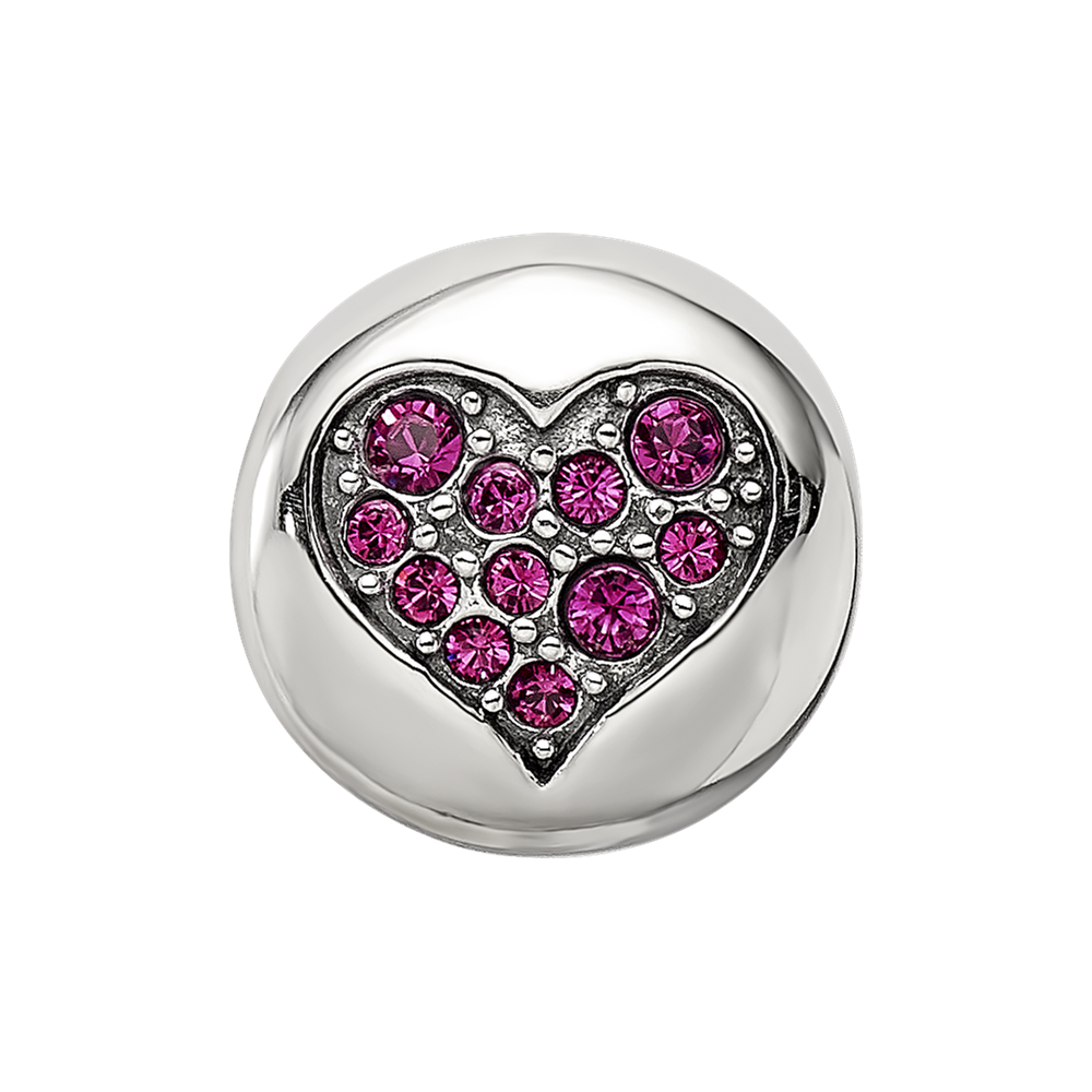 Sterling Silver Reflections July Red Crystal Passion Heart Bead
