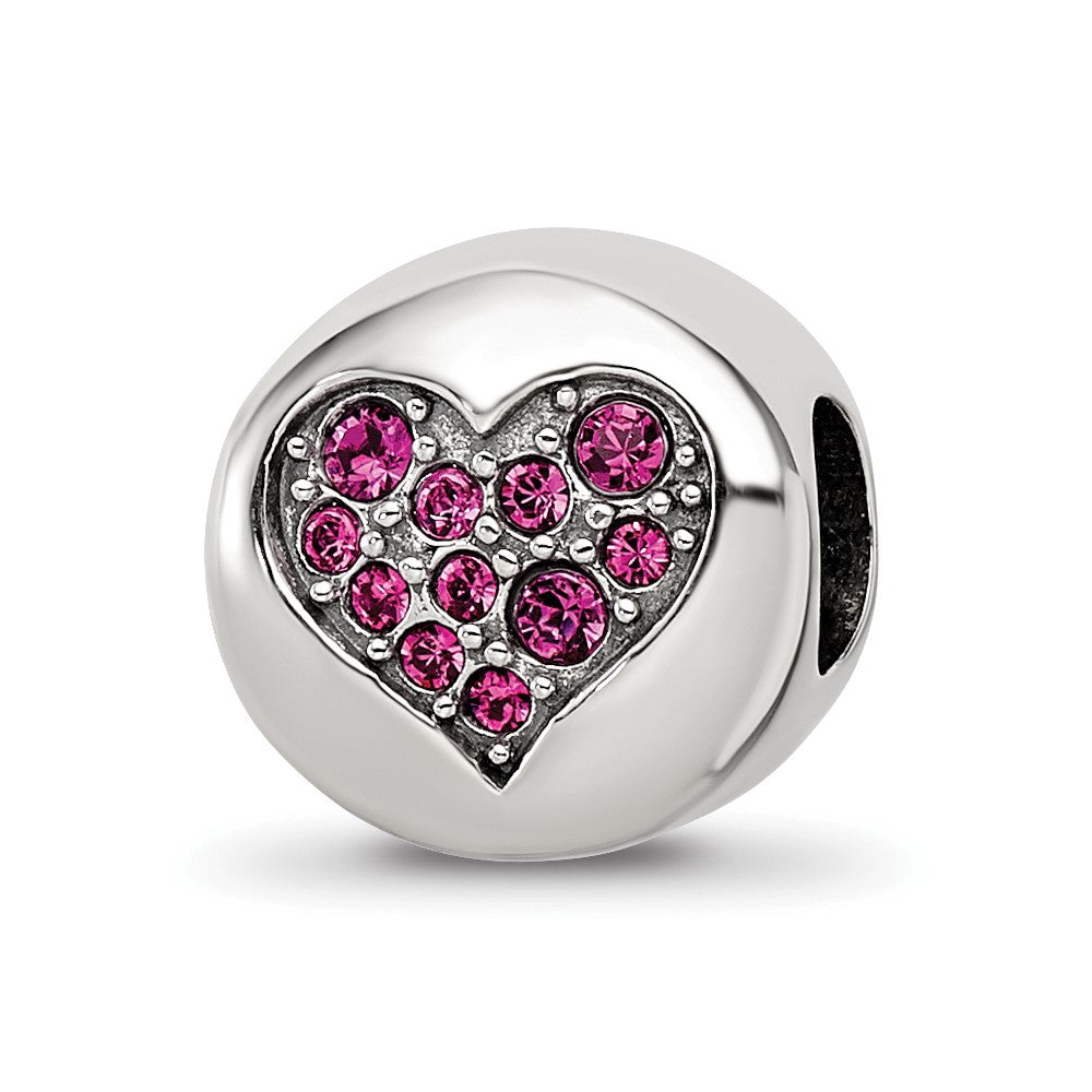 Sterling Silver Reflections July Red Crystal Passion Heart Bead