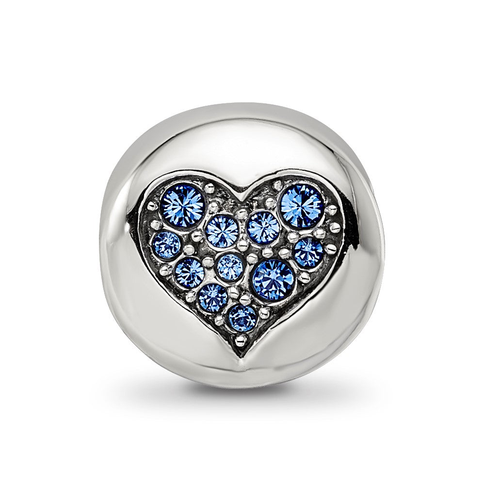 Sterling Silver Reflections Sep Blue Crystal Wisdom Heart Bead