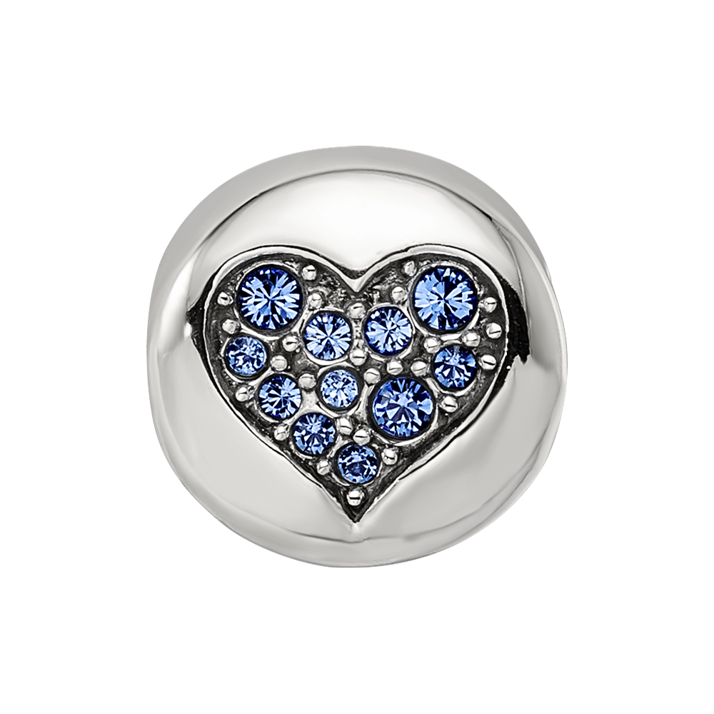 Sterling Silver Reflections Sep Blue Crystal Wisdom Heart Bead