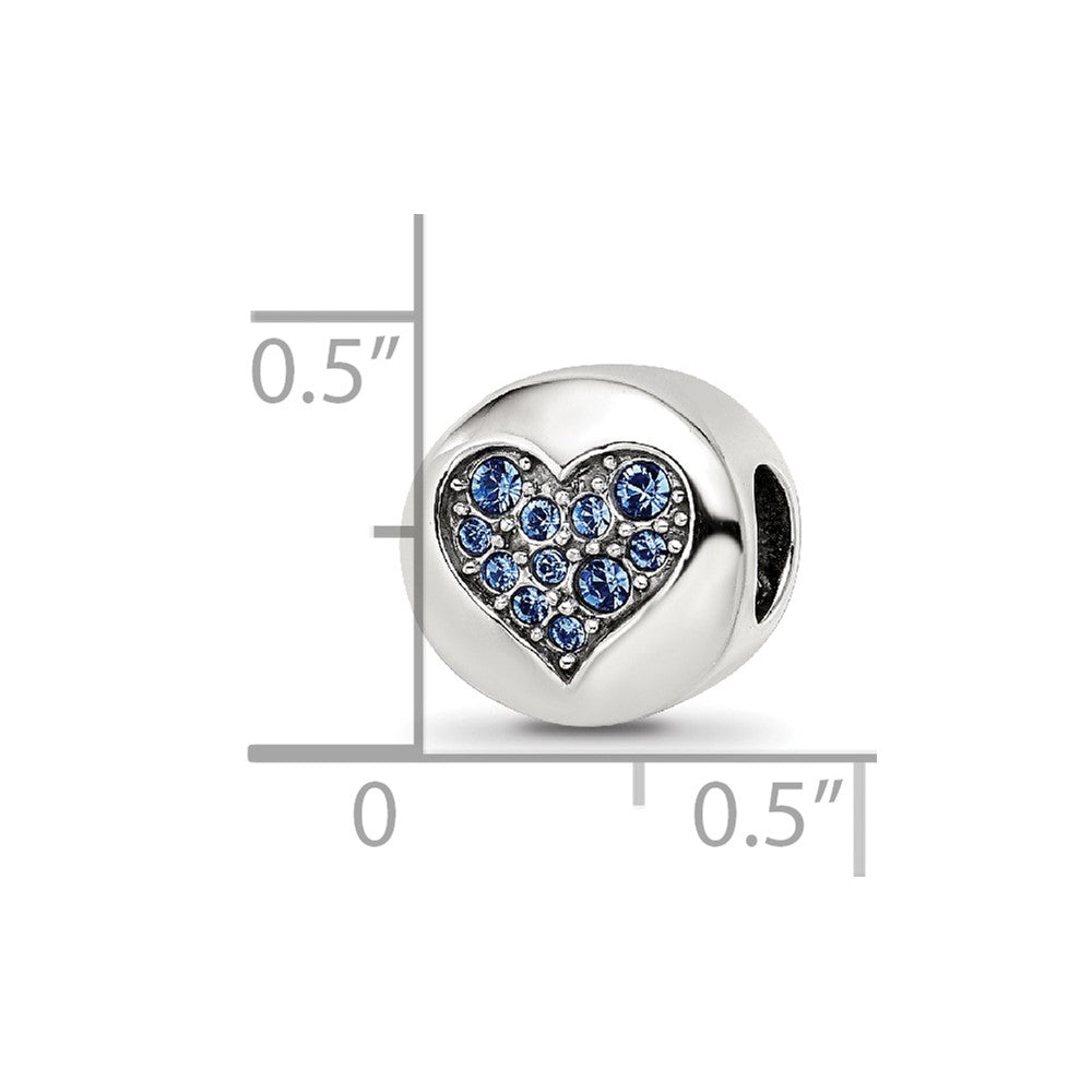 Sterling Silver Reflections Sep Blue Crystal Wisdom Heart Bead