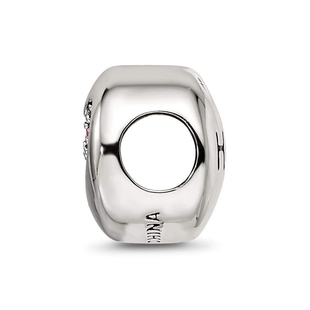 Sterling Silver Reflections Oct Pink Crystal Hope Heart Bead