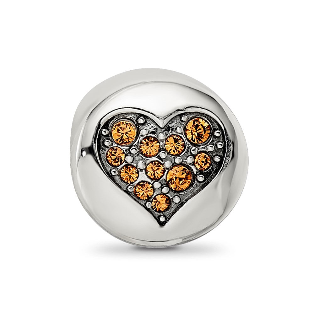 Sterling Silver Reflections Nov Yellow Crystal Balance Heart Bead