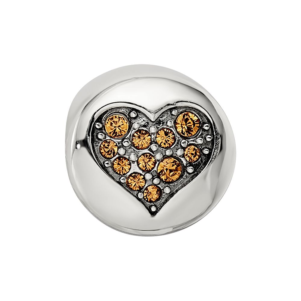 Sterling Silver Reflections Nov Yellow Crystal Balance Heart Bead