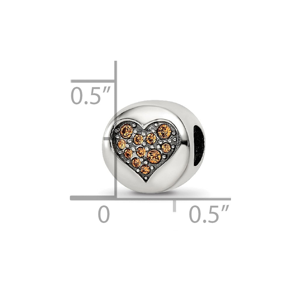 Sterling Silver Reflections Nov Yellow Crystal Balance Heart Bead