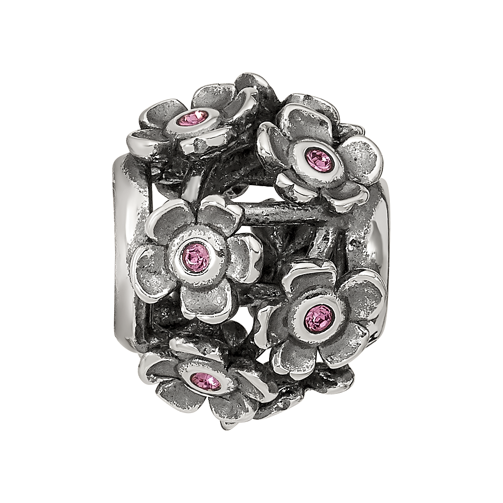 Sterling Silver Reflections Crystal Blossoms Bead