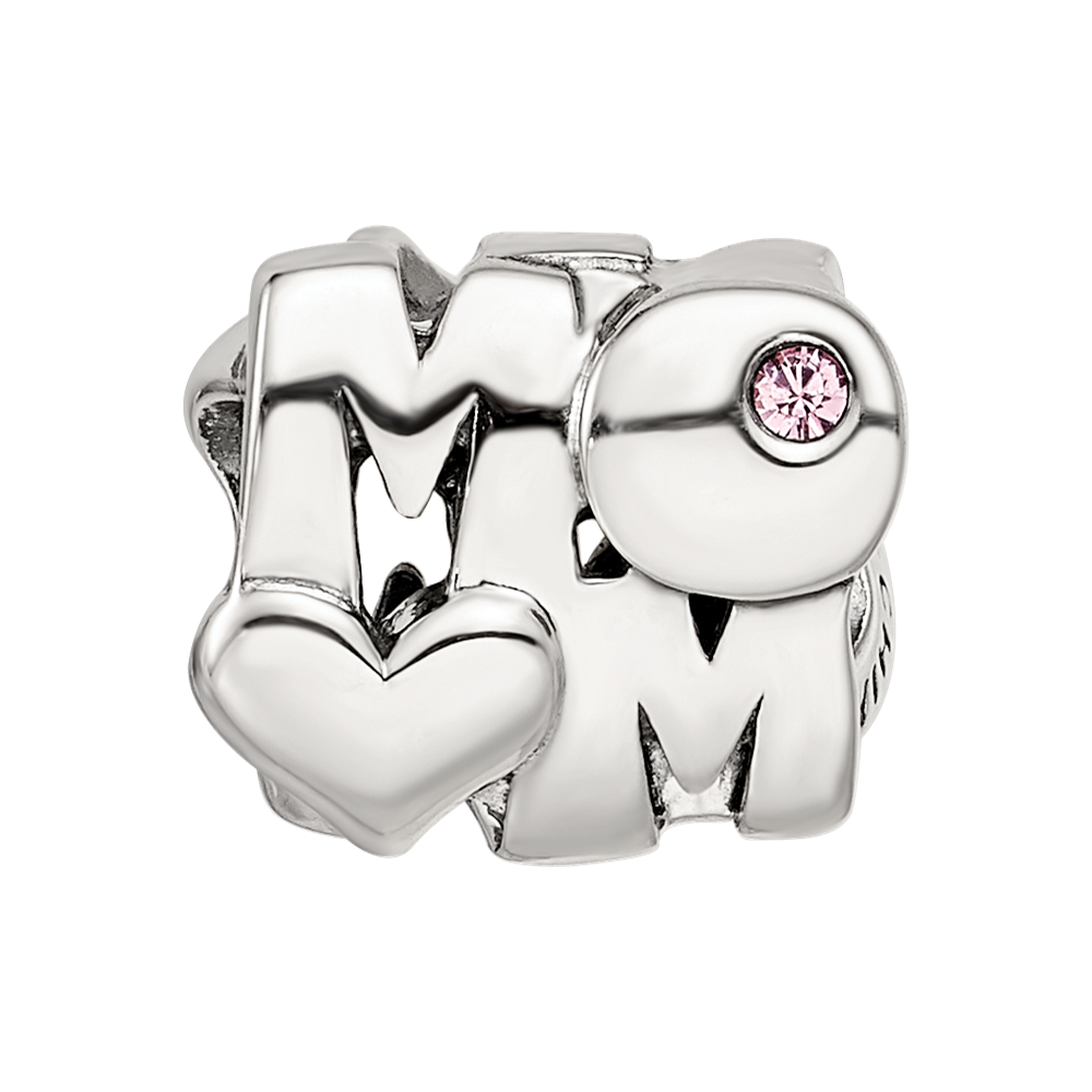 Sterling Silver Reflections Pink Crystals MOM Bead