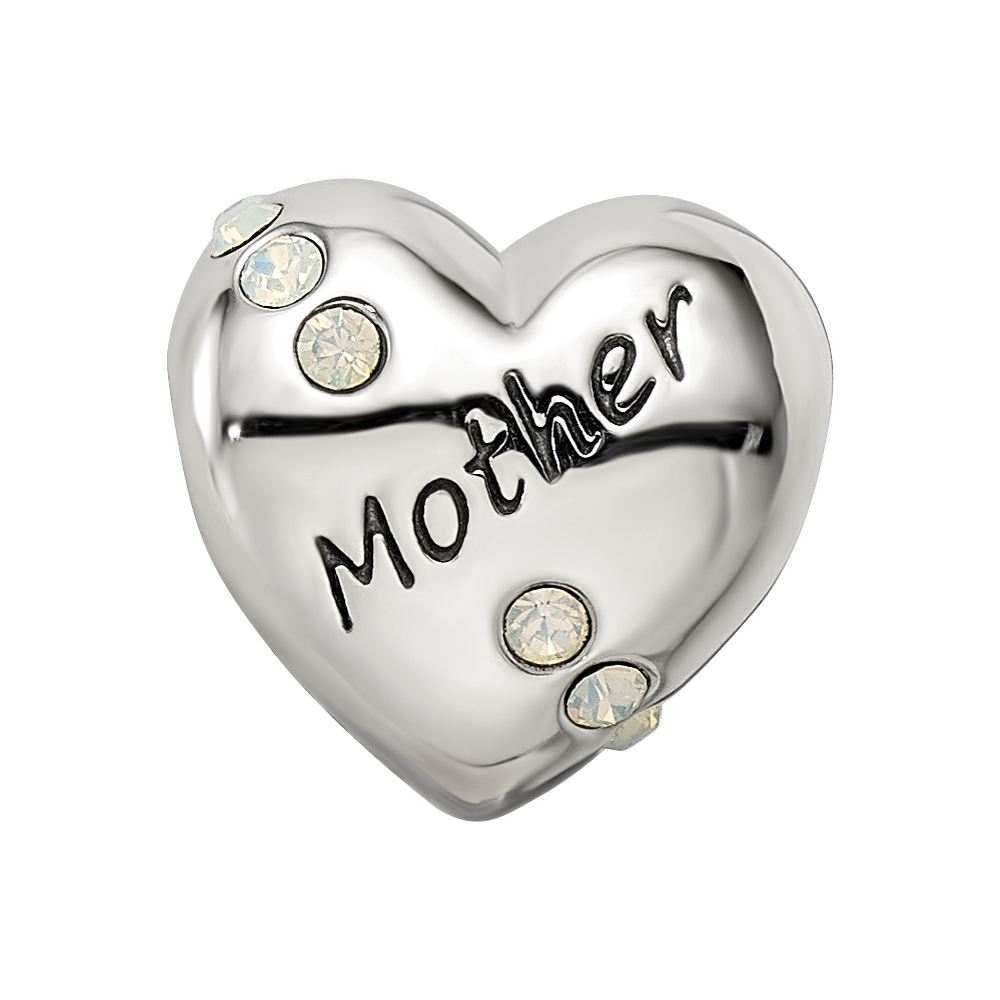 Sterling Silver Reflections Crystals Mother Heart Bead