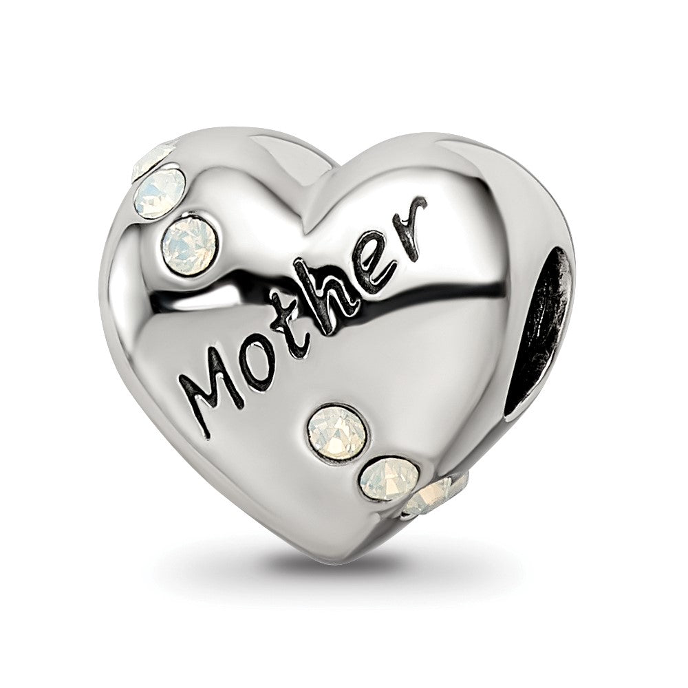 Sterling Silver Reflections Crystals Mother Heart Bead