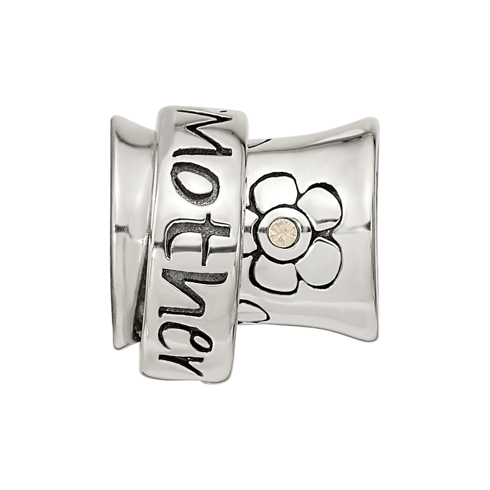 Sterling Silver Reflections Crystals Mother Spinner Bead