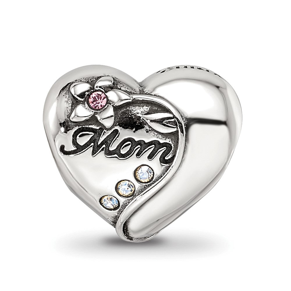 Sterling Silver Reflections Crystals Mother's Heart Bead