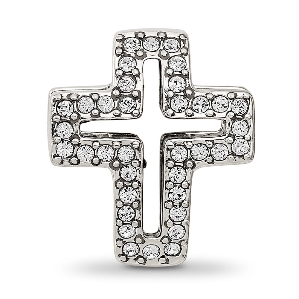 Sterling Silver Reflections Crystals PavÇ Open Cross Bead