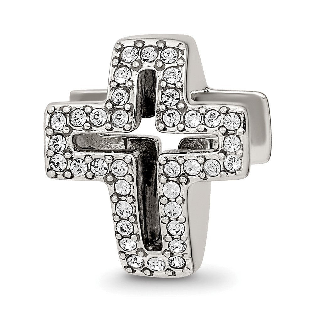 Sterling Silver Reflections Crystals PavÇ Open Cross Bead