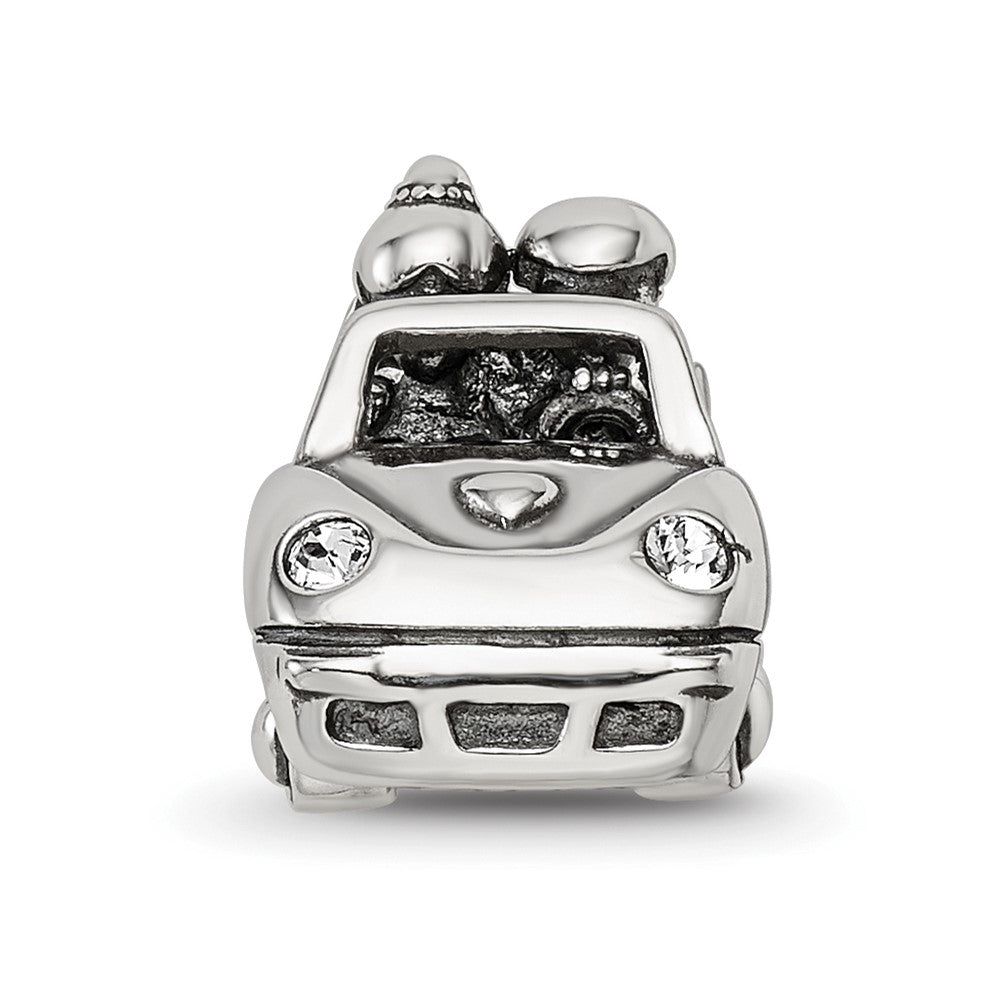 Sterling Silver Reflections Crystals Just Married Car Bead