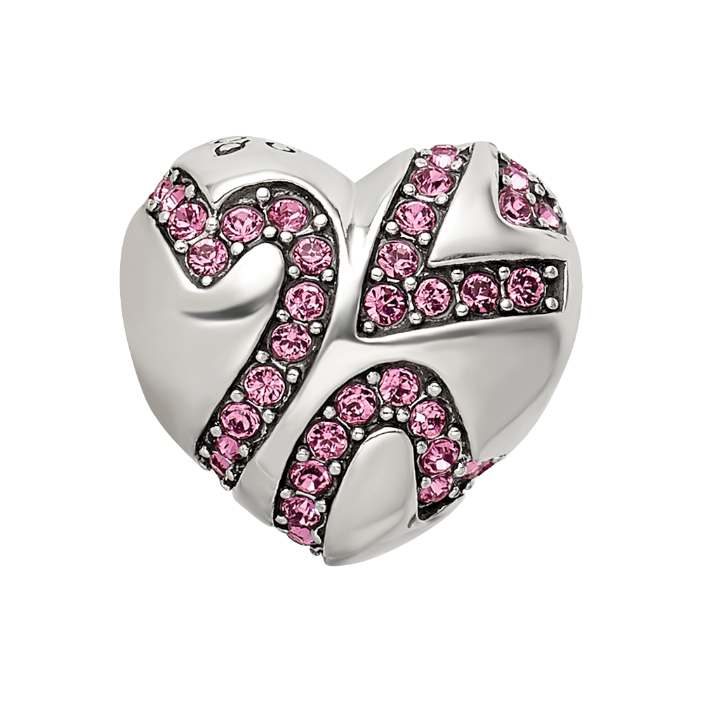 Sterling Silver Reflections Crystal Hearts on Heart Bead