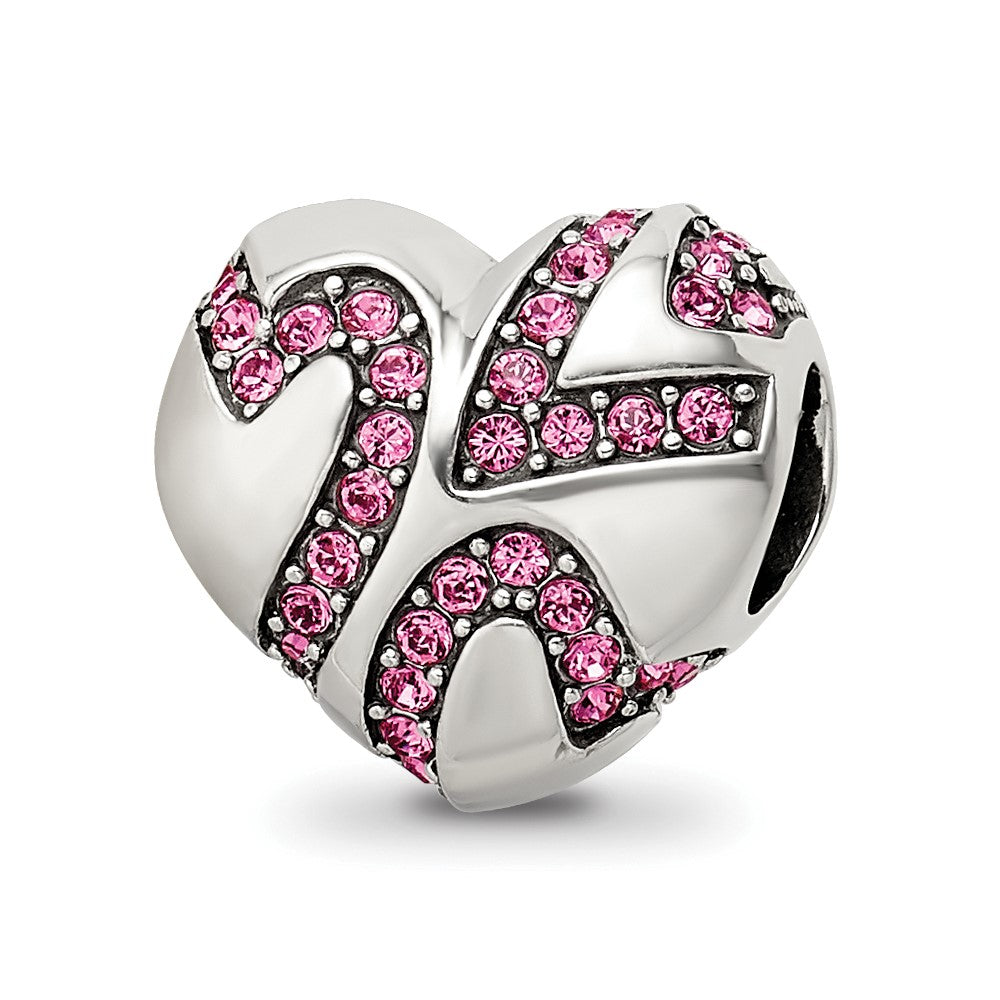 Sterling Silver Reflections Crystal Hearts on Heart Bead