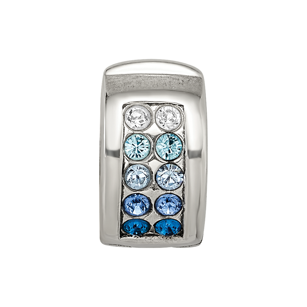 Sterling Silver Reflections Crystal Channel Blues Clip Bead