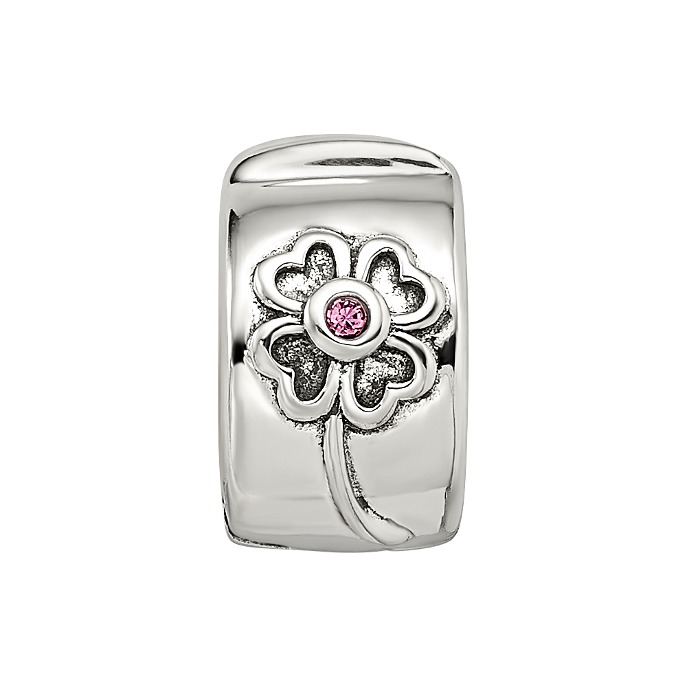 Sterling Silver Reflections Crystal Flower Clip Bead