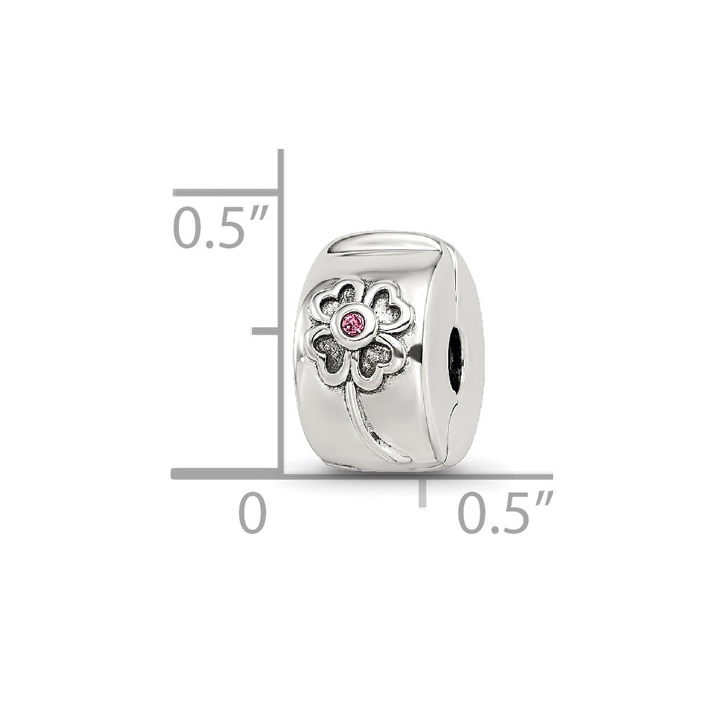 Sterling Silver Reflections Crystal Flower Clip Bead