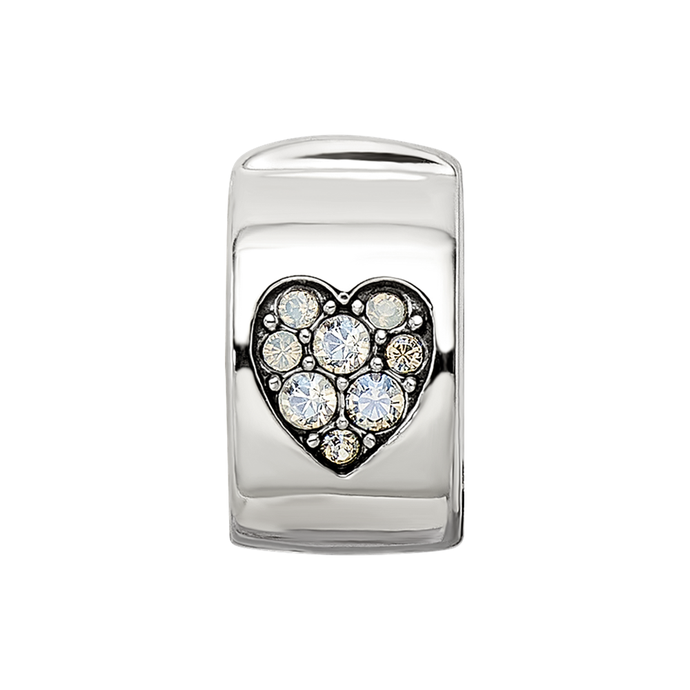 Sterling Silver Reflections Crystal Heart Clip Bead