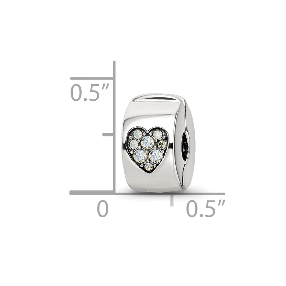 Sterling Silver Reflections Crystal Heart Clip Bead