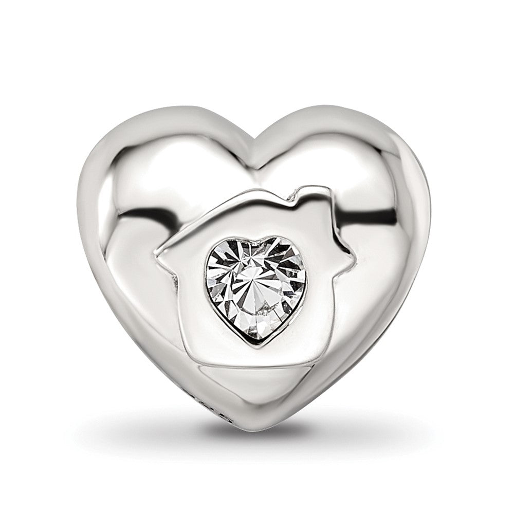 Sterling Silver Reflections Crystals Love Resides Heart Bead