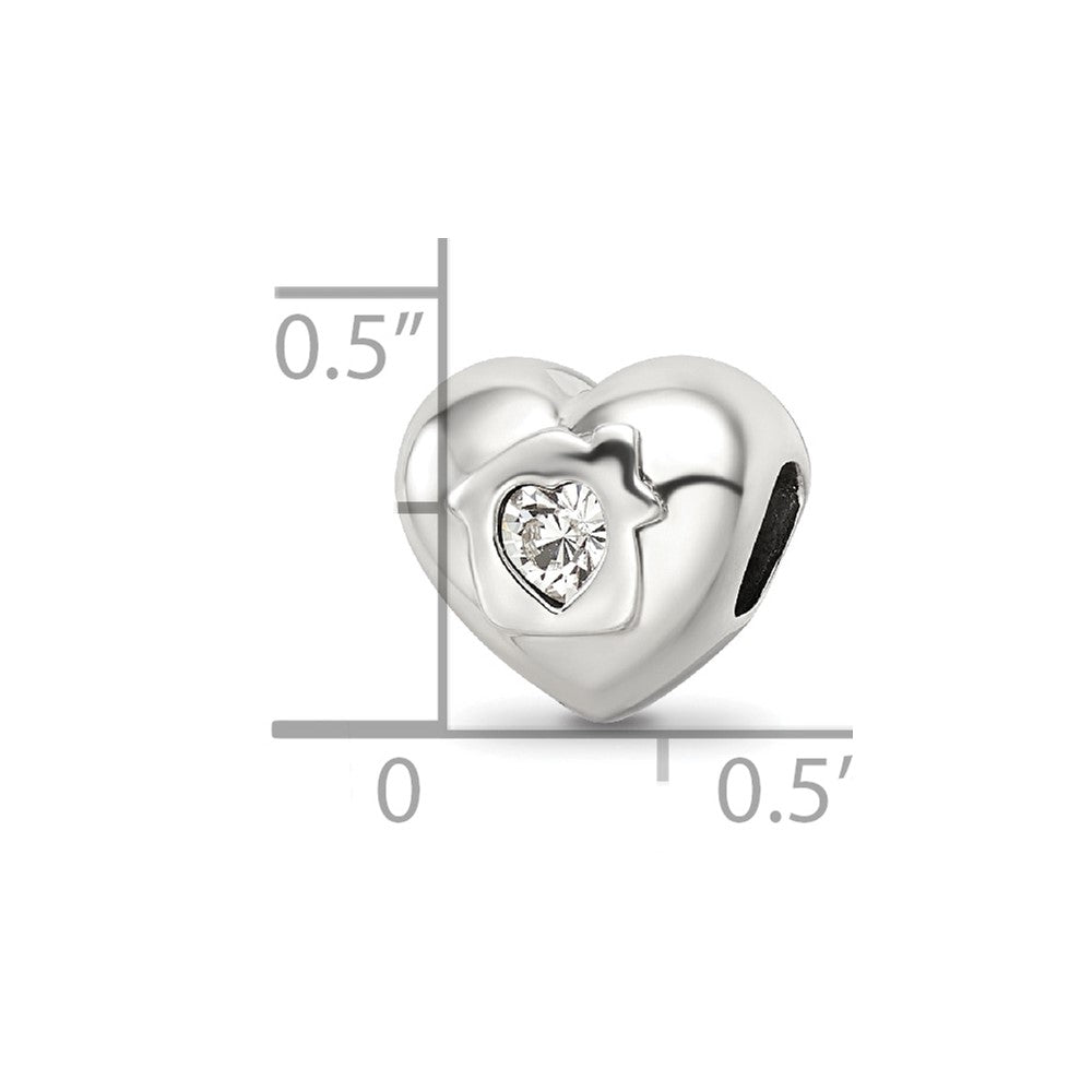 Sterling Silver Reflections Crystals Love Resides Heart Bead