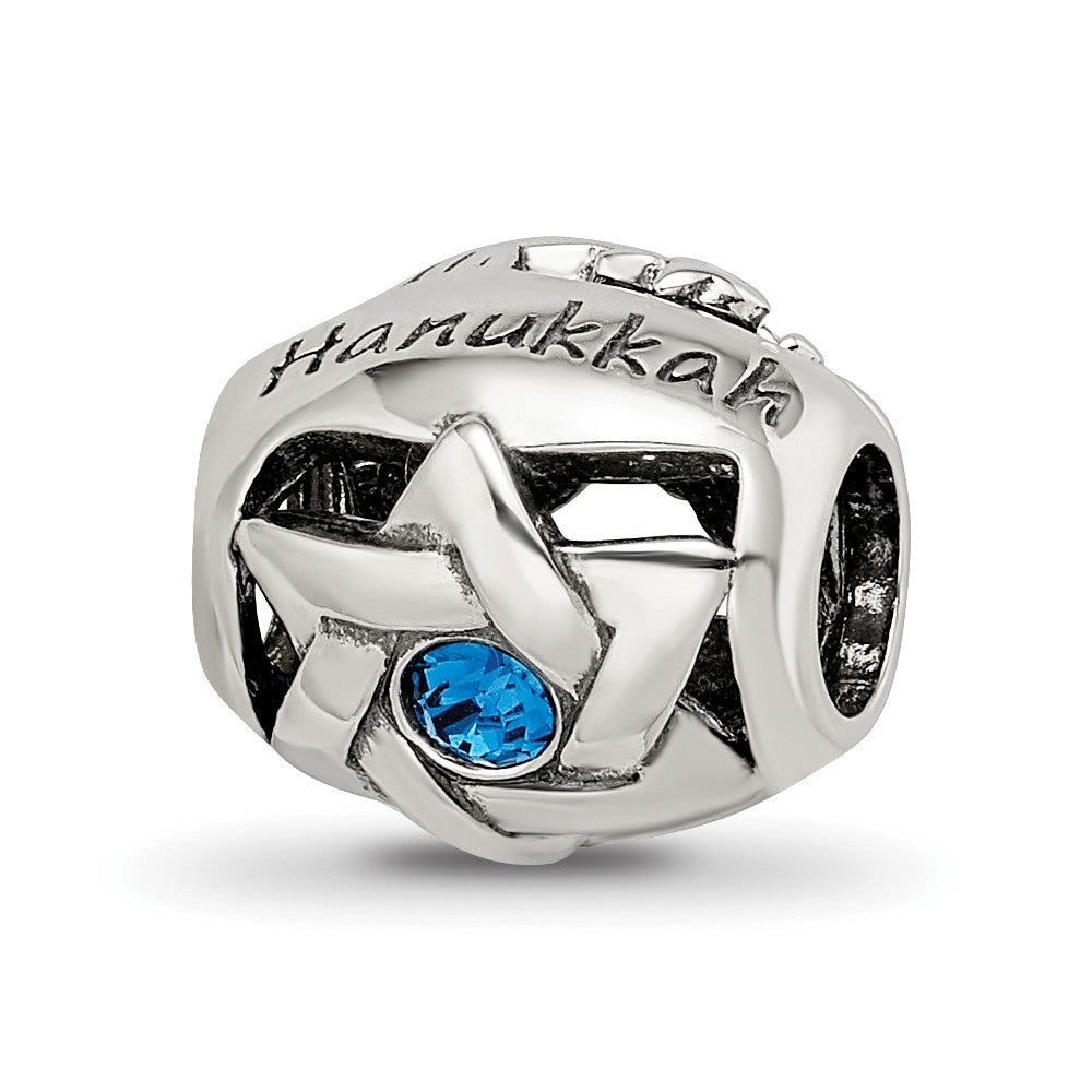 Sterling Silver Reflections Crystals Happy Hanukkah Bead
