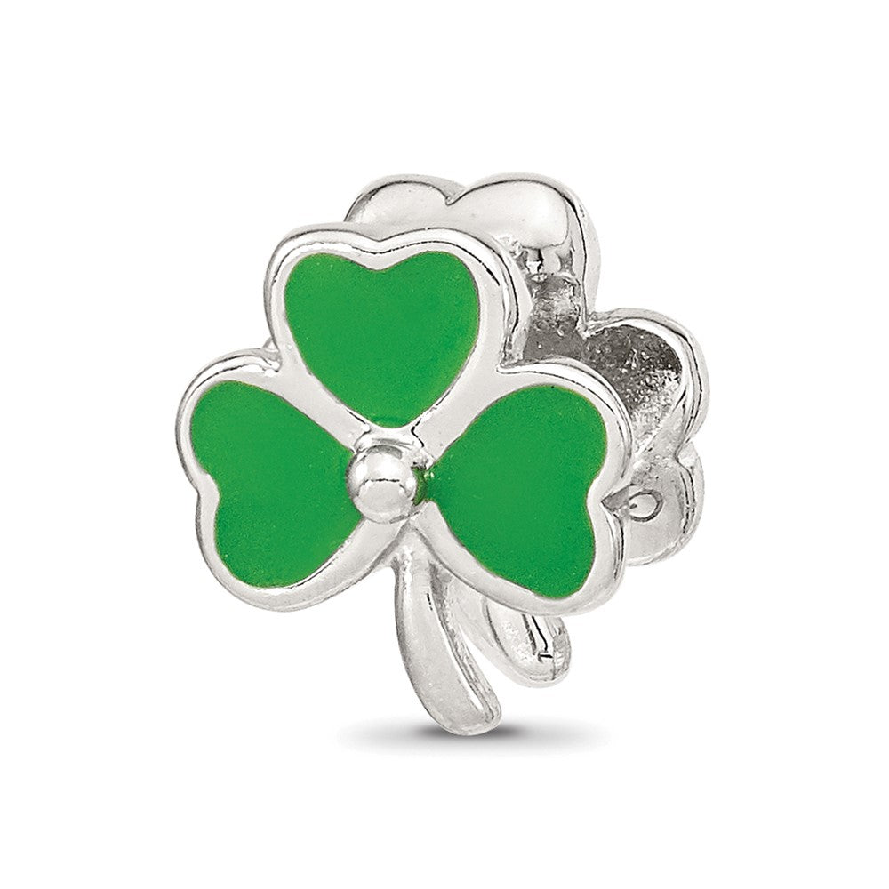Sterling Silver Reflections Enameled Crystal Shamrock Bead