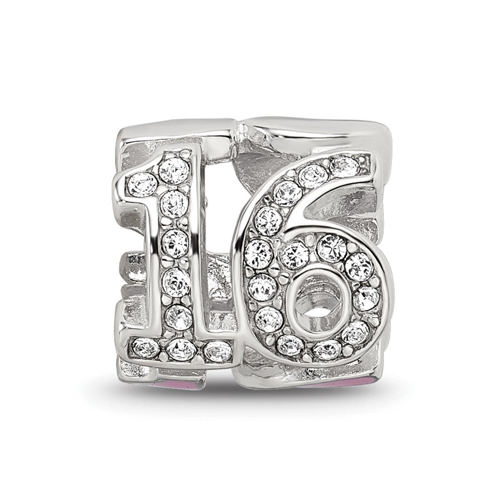 Sterling Silver Reflections Pink Enameled Crystal 16 Bead