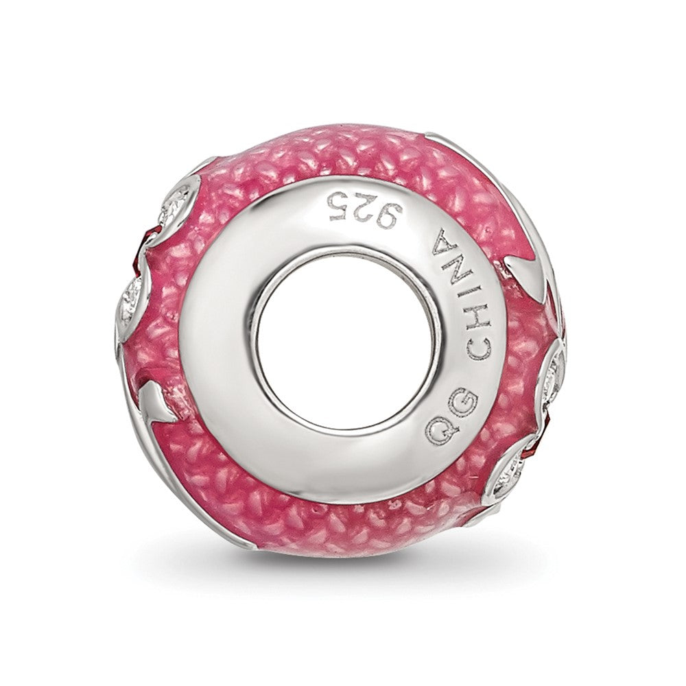 Sterling Silver Reflections Pink Enamel with Crystals Flower Bead