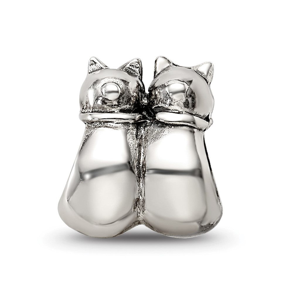Sterling Silver Reflections Twin Cats Bead
