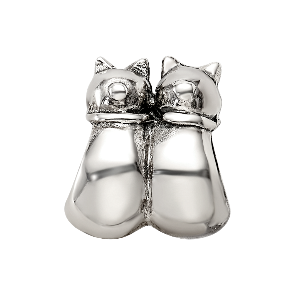 Sterling Silver Reflections Twin Cats Bead