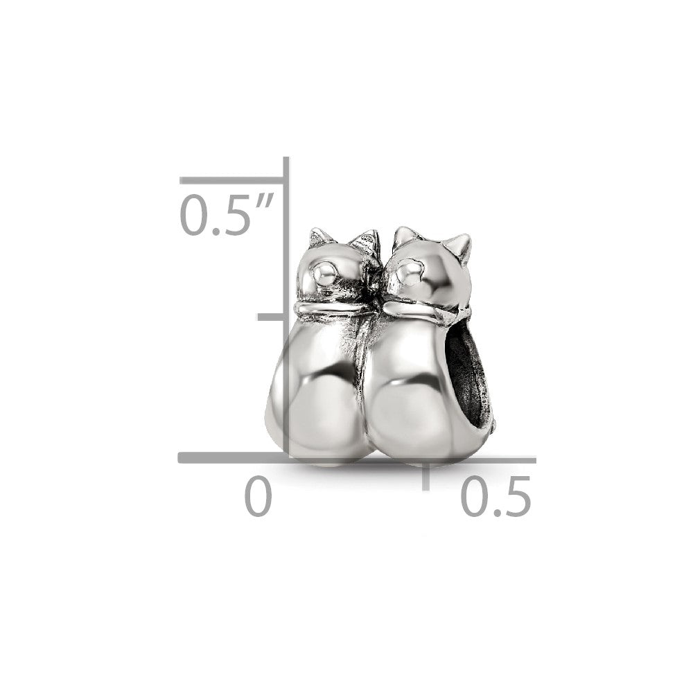 Sterling Silver Reflections Twin Cats Bead
